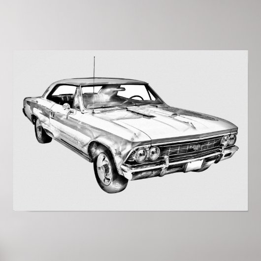 1966 Chevy Chevelle SS 396 Illustration Poster (Vorne)