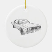 1966 Dodge Coronet Mopar Muscle Car Zeichnend Keramikornament (Hinten)