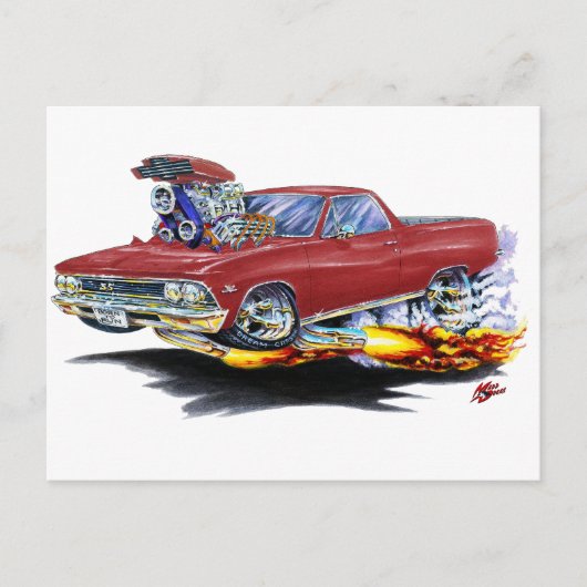 1966 El Camino Maroon Truck Postkarte (Vorderseite)