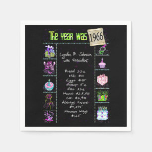 1966 Fun Facts Card Napkins Serviette