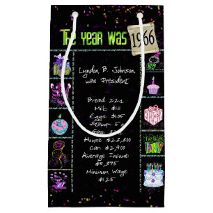 1966 Geburtstag Trivia auf Black Small Geschenktas Kleine Geschenktüte