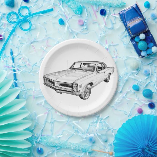 1966 Illustration zum Muskelkater Pontiac Lemans Pappteller (Party)