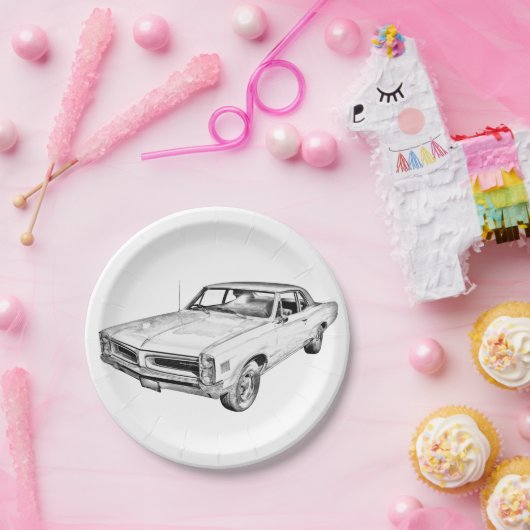 1966 Illustration zum Muskelkater Pontiac Lemans Pappteller (Party)
