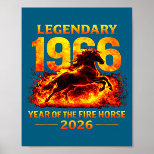 1966 Jahr des Feuerpferds 60. Geburtstag Chinese Poster