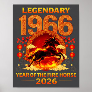 1966 Jahr des Feuerpferds 60. Geburtstag Chinesisc Poster