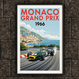 1966 Monaco Grand Prix Vintag Wall Poster