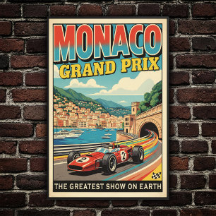 1966 Monaco Grand Prix Vintag Wall Poster