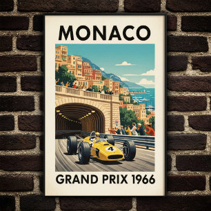 1966 Monaco Grand Prix Vintag Wall Poster