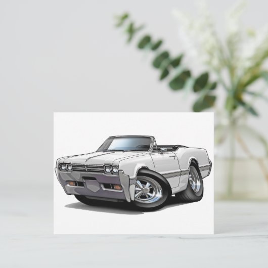 1966 Oldtimerweißkonvertible Postkarte (Stehend Vorderseite)