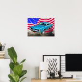 1966 Pontiac Le Mans und amerikanische Flagge Poster (Heimbüro)