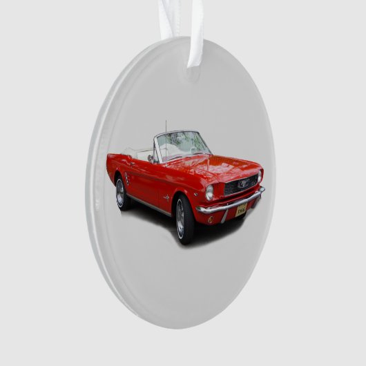 1966 roter Konvertible Acrylschmuck Ornament (Vorderseite)