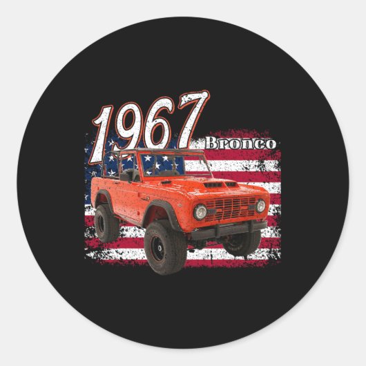 1967 67 Bronco Suv Car Runder Aufkleber (Vorderseite)