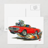 1967-68 Feuervogelrotes Cabrio Postkarte (Vorne/Hinten)