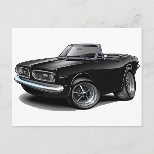 1967-69 Barracuda Black Convertible Postkarte (Vorderseite)
