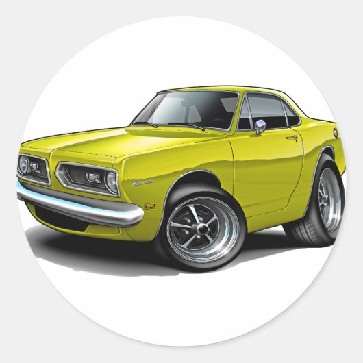 1967-69 Barracuda Yellow Coupe Runder Aufkleber (Vorderseite)