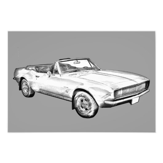 1967 Camaro Muscle Car Illustration Fotodruck (Vorne)