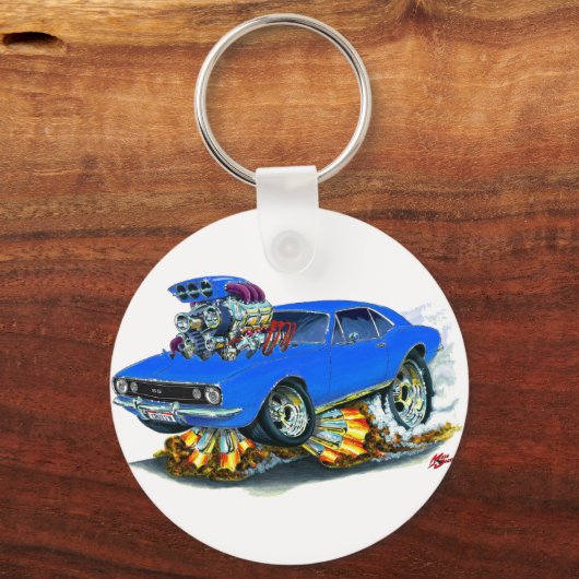 1967 Camaro SS Blue Car Schlüsselanhänger (Vorderseite)