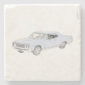 1967 Chevy Chevelle Pencil Style Illustration Steinuntersetzer (Vorderseite)