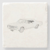 1967 Chevy Chevelle Pencil Zeichnend Steinuntersetzer (Vorderseite)