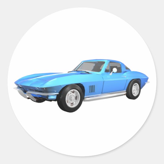 1967 Corvette Sports Car: Blue Finish: Runder Aufkleber (Vorderseite)