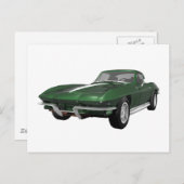 1967 Corvette Sports Car: Green Finish: Postkarte (Vorne/Hinten)