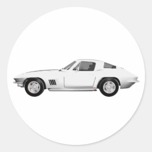 1967 Corvette Sports Car: White Finish: Runder Aufkleber