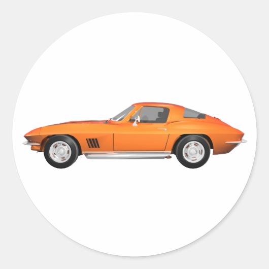 1967 Corvette Sportwagen: Orange Finish Runder Aufkleber (Vorderseite)