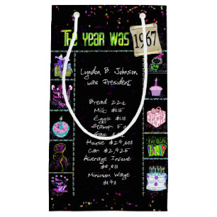1967 Geburtstag Trivia auf Black Small Geschenktas Kleine Geschenktüte