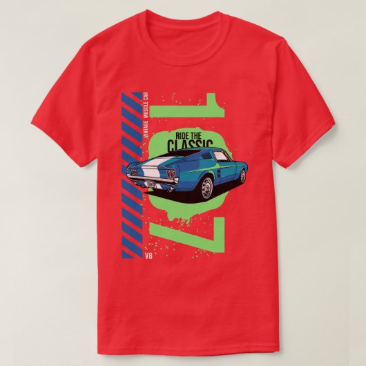 1967 Patriotic American V8 Muscle Pony Mustang 1 T-Shirt (Design vorne)