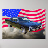1967 Pontiac GTO und amerikanische Flagge Poster (Vorne)