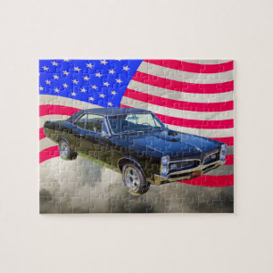 1967 Pontiac GTO und amerikanische Flagge Puzzle