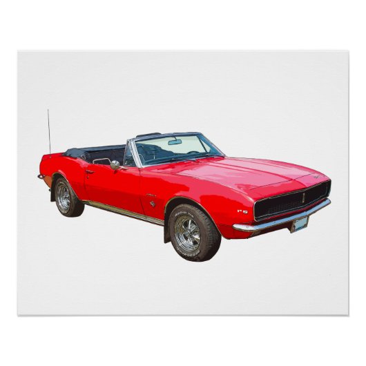 1967 Red Convertible Camaro Muscle Car Poster (Vorderseite)
