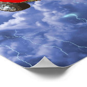 1967 rote Camaro Muscle Car and Lightning Bolts Poster (Ecke)