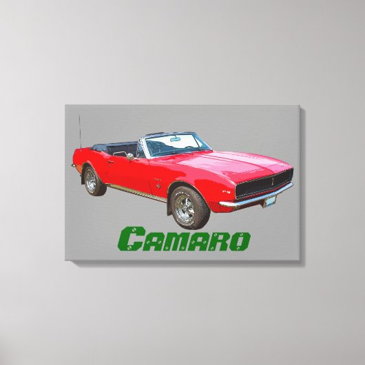 1967 rotes Cabrio Camaro Muscle Car. Leinwanddruck (Vorderseite)
