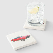 1967 Rotes Cabrio-Muskelauto Steinuntersetzer (Seitenansicht)