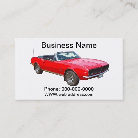 1967 rotes konvertierbares Camaro Muskel-Auto Visitenkarte (Vorderseite)