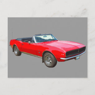 1967er roter Cabrio Camaro Muscle Car Postkarte