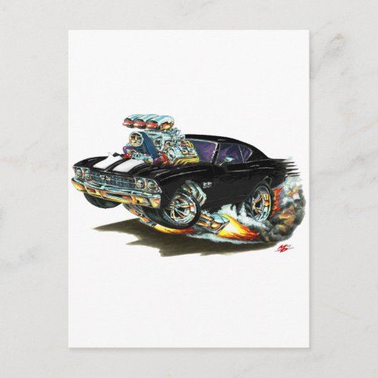 1968-69 Chevelle Black-White Car Postkarte (Vorderseite)