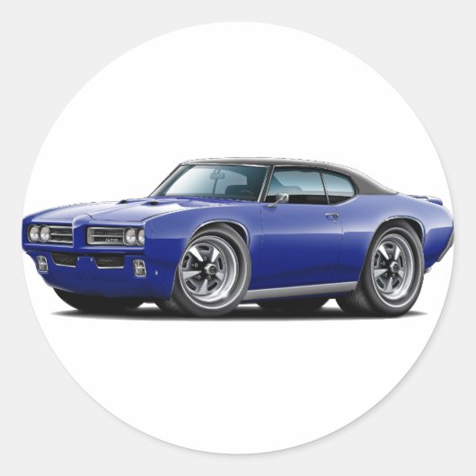 1968-69 GTO Dk Blue-Black Top Car Runder Aufkleber (Vorderseite)