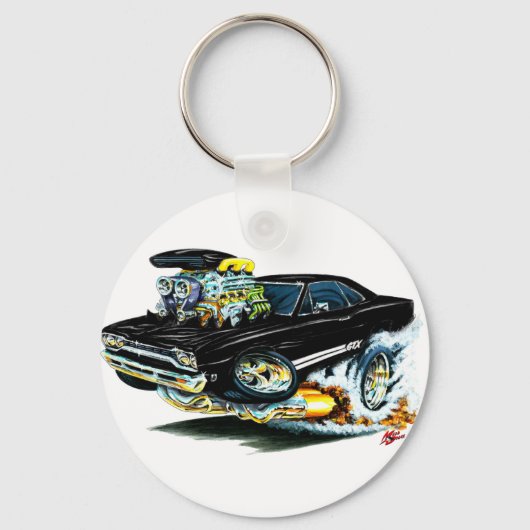 1968-69 Plymouth GTX Black Car Schlüsselanhänger (Vorderseite)