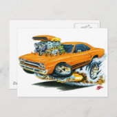1968-69 Plymouth GTX Orange Car Postkarte (Vorne/Hinten)