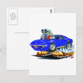 1968-72 Corvette Blue Car Postkarte (Vorne/Hinten)