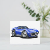 1968-72 Corvette Blue Car Postkarte (Stehend Vorderseite)