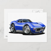 1968-72 Corvette Blue Car Postkarte (Vorne/Hinten)