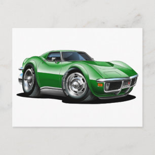 1968-72 Korvette Grünes Auto Postkarte