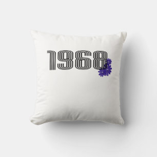 1968 Blume Power Friedenszeichen Hippie Lila Kissen