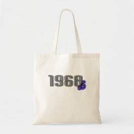 1968 Blume Power Friedenszeichen Hippie Lila Tragetasche