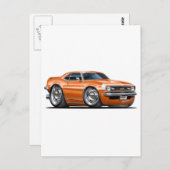 1968 Camaro Orange-White Car Postkarte (Vorne/Hinten)