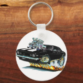 1968 Camaro SS Black-White Car Schlüsselanhänger (Vorderseite)