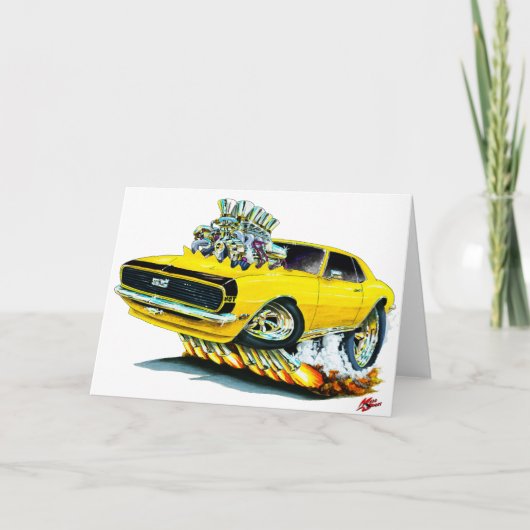 1968 Camaro Yellow-Black Car Karte (Vorderseite)